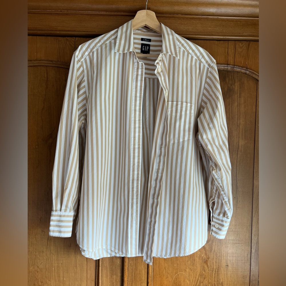GAP Tan and White Striped Top
